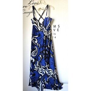 Sandro Ferrone Roma Midi Dress Women Sz S Cobalt Blue Paisley Coconutgirl Beachy